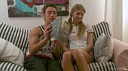 Blonde teen anjelica fingers her tight ass.