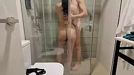 My roommate begged to shower together, ended up banging hard in dorm room!