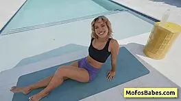 Sexy Petite Blonde Luna Luxe Shows Natural Tits by Pool With Jmac