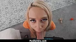 Little Stepsister Delivers Intense Sloppy Blowjob To Stepbrother