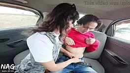 Petite 18+ Girl With Tight Pussy Fucked Outdoors In Uber By Big Cock