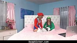 stepbrothers whip out cocks and start swapping sister in taboo orgy