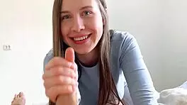 feeling cute teen suck cock and swallow cum in pov amateur couple