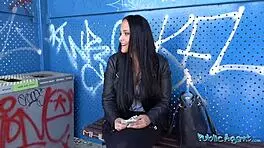 Wow, brunette student fucks outdoors for first time!