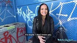 Wow, brunette student fucks outdoors for first time!