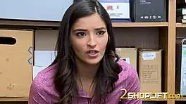 emily willis acts all shy facing the mall cop's sneaky cam