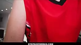 Claire Roos and Allen Swift as stepsiblings in family room POV