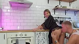 Anal Vibe Play in Kitchen with Stunning Skye Young 18+. Her Natural Tits Steal the Show!