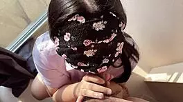 POV Thai girl giving an intense blowjob in uncensored amateur action.