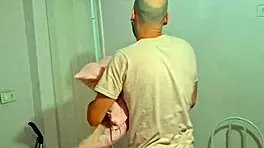 Stepmother surprises with unexpected nighttime visit, revealing big cock in homemade voyeur scene