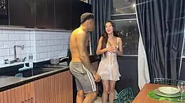 My friend's husband drilled me in the kitchen while she rested in the bedroom!