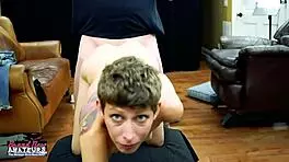 skinny brunette unity masturbates and deepthroats big hard cock