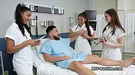 Hospital Room Foursome with Naughty Doctors Drilling Hard in Wild Group Action