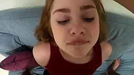 Beautiful Teen 18+ Sucks Oversized Dick in Homemade Blowjob Scene!