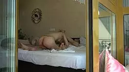 older man bends over young blonde stepdaughter for intense fucking