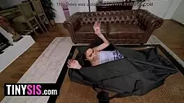 Tiny sneaky 18+ step sis always gets stepbro's huge cock! 😜