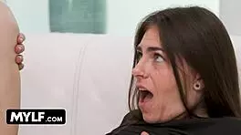 Straight teen 18+ milf bends over for doggystyle pussy pounding with strap-on