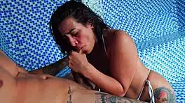 Hey, big ass Colombian milf, ready to fuck this young guy in public sauna?