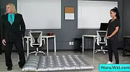 Ebony Masseur Nina White Delivers Wet Nuru Massage with Natural Big Tits