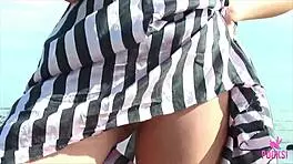 Beach Babe Juliette Finger-Bangs Tight Pussy Outdoors