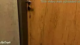 cute curvy babe teases with sloppy handjob under table in fast food joint