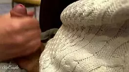 cute curvy babe teases with sloppy handjob under table in fast food joint