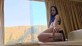 Old latina with long hair and brown eyes gets fingered and fucked deliciously on motocross bike.