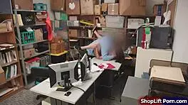 Redhead Burglar Teen Pussy Rammed Hard by LAP Officer in Office Bust