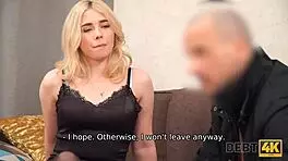 Fascinating Blonde With Curly Hair Fucked By Debt Collector