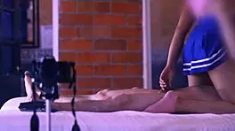 Teen student and stepmother exchange soft caresses on the sofa