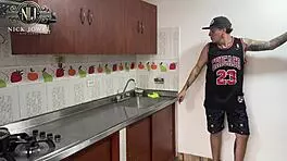 fucking my hot stepsister in the kitchen while she screams for more