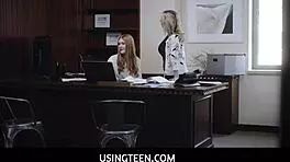 Usingteen 18+ - redhead hot teen intern and blonde milf assistant freeused, oh god it was intense