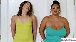 White Babe Facesitting and Licking Busty Ebony Lesbian in Hot 69