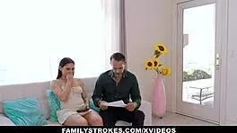 big tit teen orgasms on stepdaddys cock!