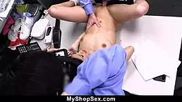 Holy crap! Penelope Woods banged by guards in back office. Hidden cam caught it all!