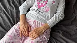 i fingered my horny teen pussy in pajamas until squirting and getting cumshot from big cock