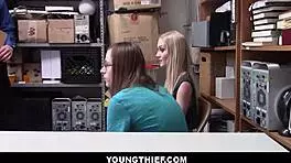 skinny shoplifter confronted by guard in front of boyfriend - emma starletto