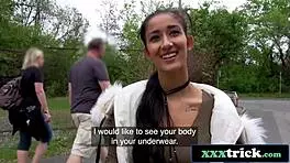 Busty Hungarian Student Receives Payment for Photoshoot and Engages in Public Sex with Large Cock