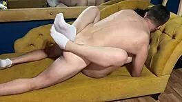 Don't Cum Inside, My Husband Will Flip! Cheating Wife Creampied on Couch