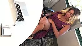 oh yeah, boss away, i finger my wet puffy pussy