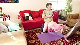 Pregnant STEPSISTER gets FUCKED in the living room during doggystyle session.