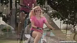 these cute teen lesbians licked each other's wet shaved pussies until they orgasmed