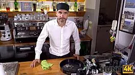 Hunt4k's reality show featuring big tits and a shaved pussy