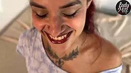 Neighbor Surprises Alone Brunette With Handjob