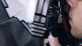 Petite russian teen next door boldly sucks and fucks the neighbor's huge cock in hardcore group action