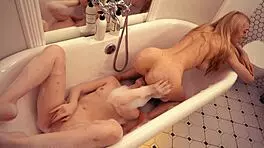 Cute Blonde GF Eating Pussy In Bathtub With Cunilingus And Licking!