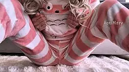 skinny teen in pajamas fingering hairy wet pussy close up and squirting orgasm 😏