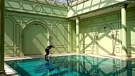 Irina's tight pussy gets wet in pool