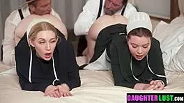 Stepdads discover their stepdaughters' amazing asses in a taboo foursome