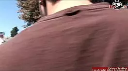 brunette teen 18+ with small tits and hairy pussy gets wild pickup on the street 😈